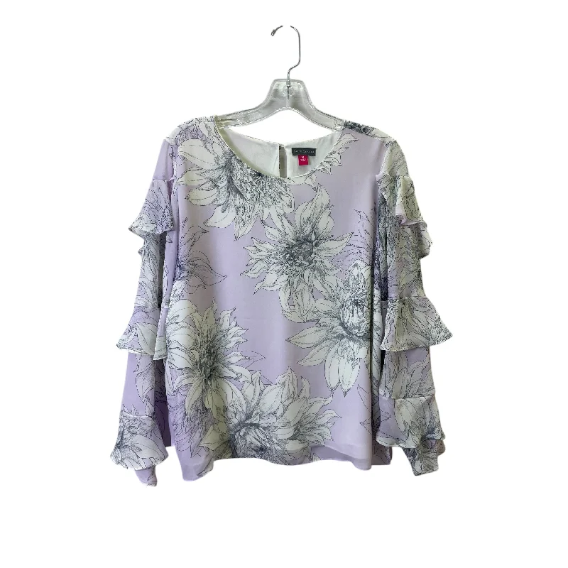 women's tops for those who refuse to compromise on styleTop Ls By Vince Camuto In Purple & White, Size:M