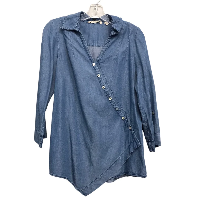 women's tops in solid colorsTop Ls By Soft Surroundings In Blue Denim, Size:S