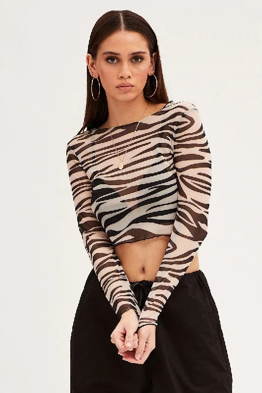 women's tops with built-in brasBlack Abstract Abstract Print Top