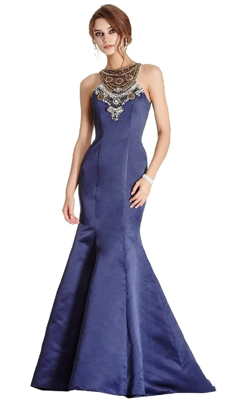 women's boho dressesTrevi Collection - Sleeveless Halter Neck Gown