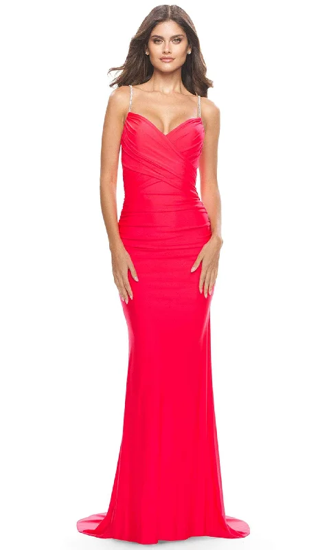 women's luxury dressesLa Femme - Ruched Gown 31222SC