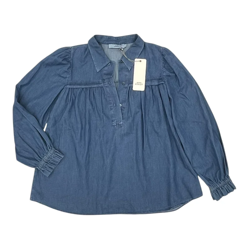 women's tops for beach outingsTop Ls By Clothes Mentor In Blue Denim, Size:Xs