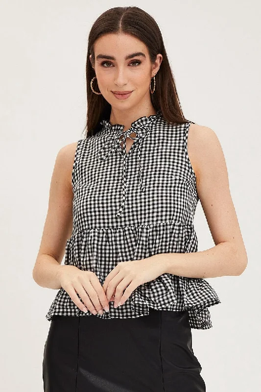 women's tops for date nightsCheck Gingham Wrap Top