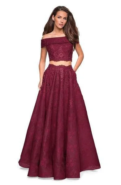 women's eco-friendly dressesLa Femme 27028 - Two-Piece Lace Gown