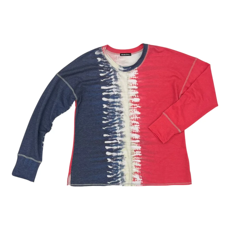 women's tops with bell sleevesTop Ls By David Cline In Blue Red & White, Size:L