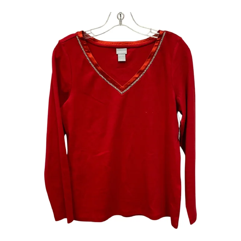 women's tops for glamorous eveningsTop Ls By Chicos In Red, Size:M