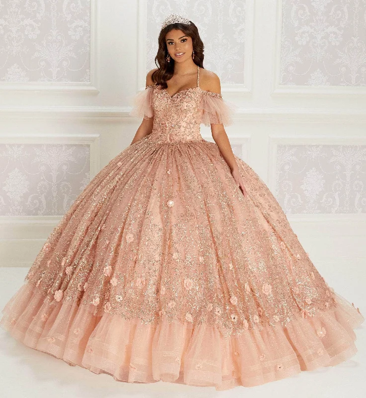 women's machine-washable dressesPrincesa by Ariana Vara PR22144 - Embroidered Glitter Tulle Quinceañera Ball Gown