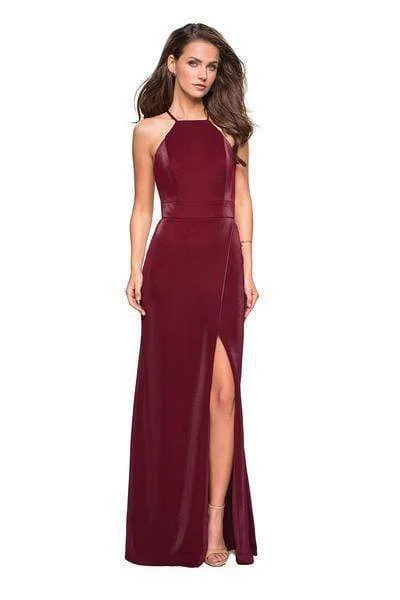 women's sustainable dressesLa Femme 26962 - Strappy Halter Gown