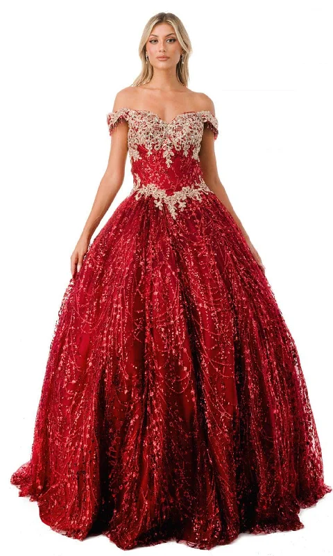 women's bodycon dressesTrevi Collection L2364 - Lace-Up Glitter Ballgown