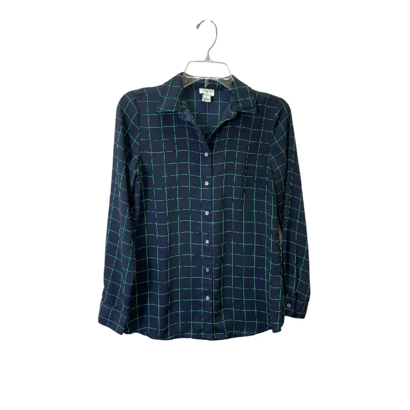 women's tops for those who appreciate subtle and muted tonesTop Ls By J. Crew In Blue & Green, Size:Xxs