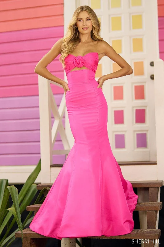 women's one-shoulder dressesSherri Hill 56058 - Sweetheart Taffeta Mermaid Gown