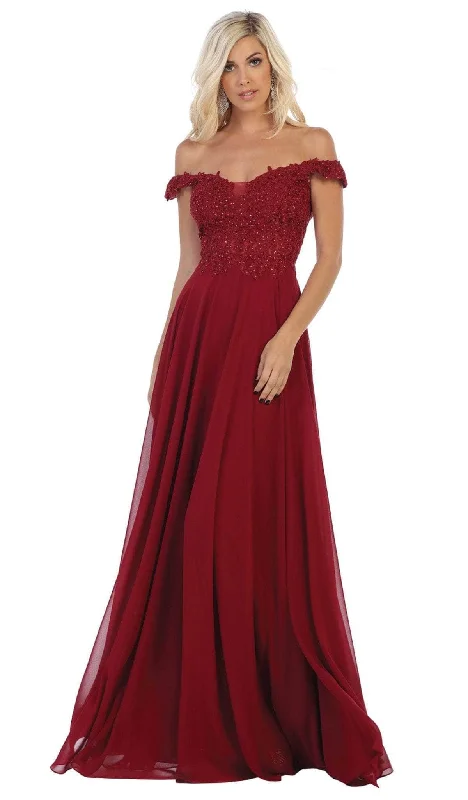 women's curve-hugging dressesMay Queen MQ1602 - Embellished Bodice Chiffon Formal Gown