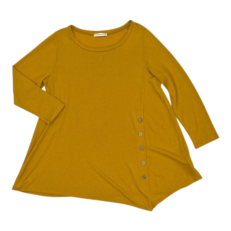 women's tops with flutter sleevesTop Ls By Emerald In Yellow, Size:1X