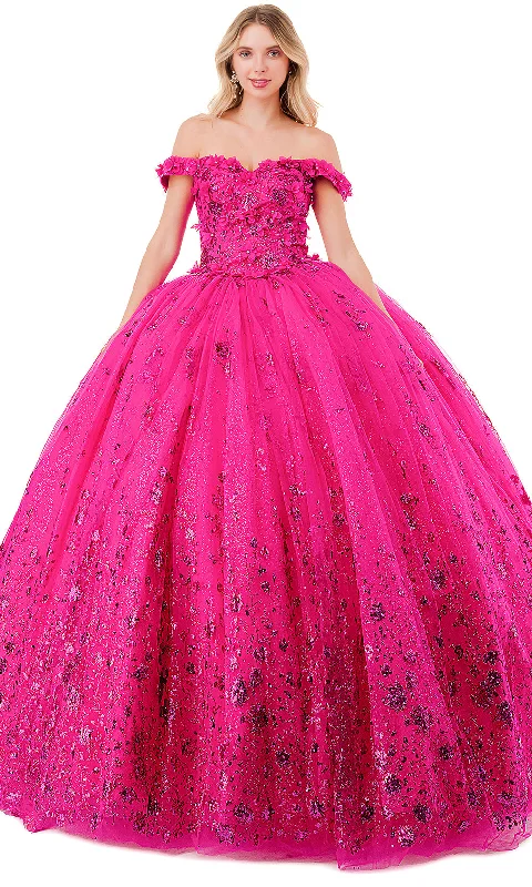 women's sheath dressesTrevi Collection L2838C - 3D Floral Off Shoulder Ballgown