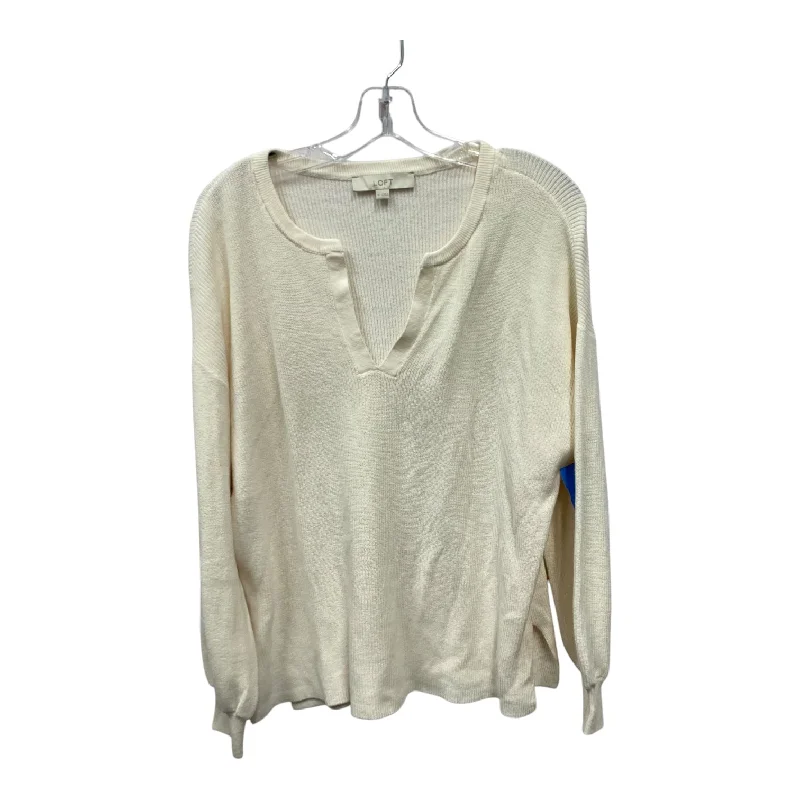 women's tops for cozy nights inTop Ls By Loft In Ivory, Size:M