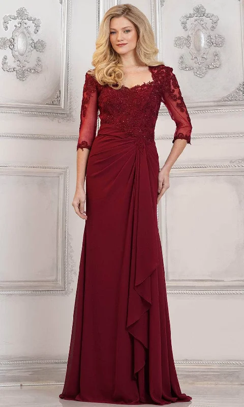 women's wrap dressesRina di Montella RD3132 - Beaded Lace Sheath Formal Gown