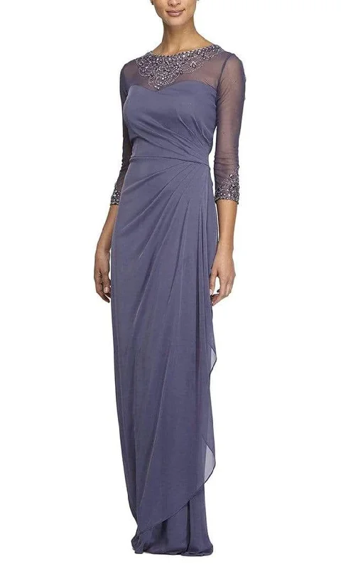 women's denim dressesAlex Evenings - 132833 Beaded Illusion Column Dress