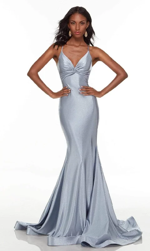 women's bow dressesAlyce Paris - 61168 Knot Style Metallic Evening Gown