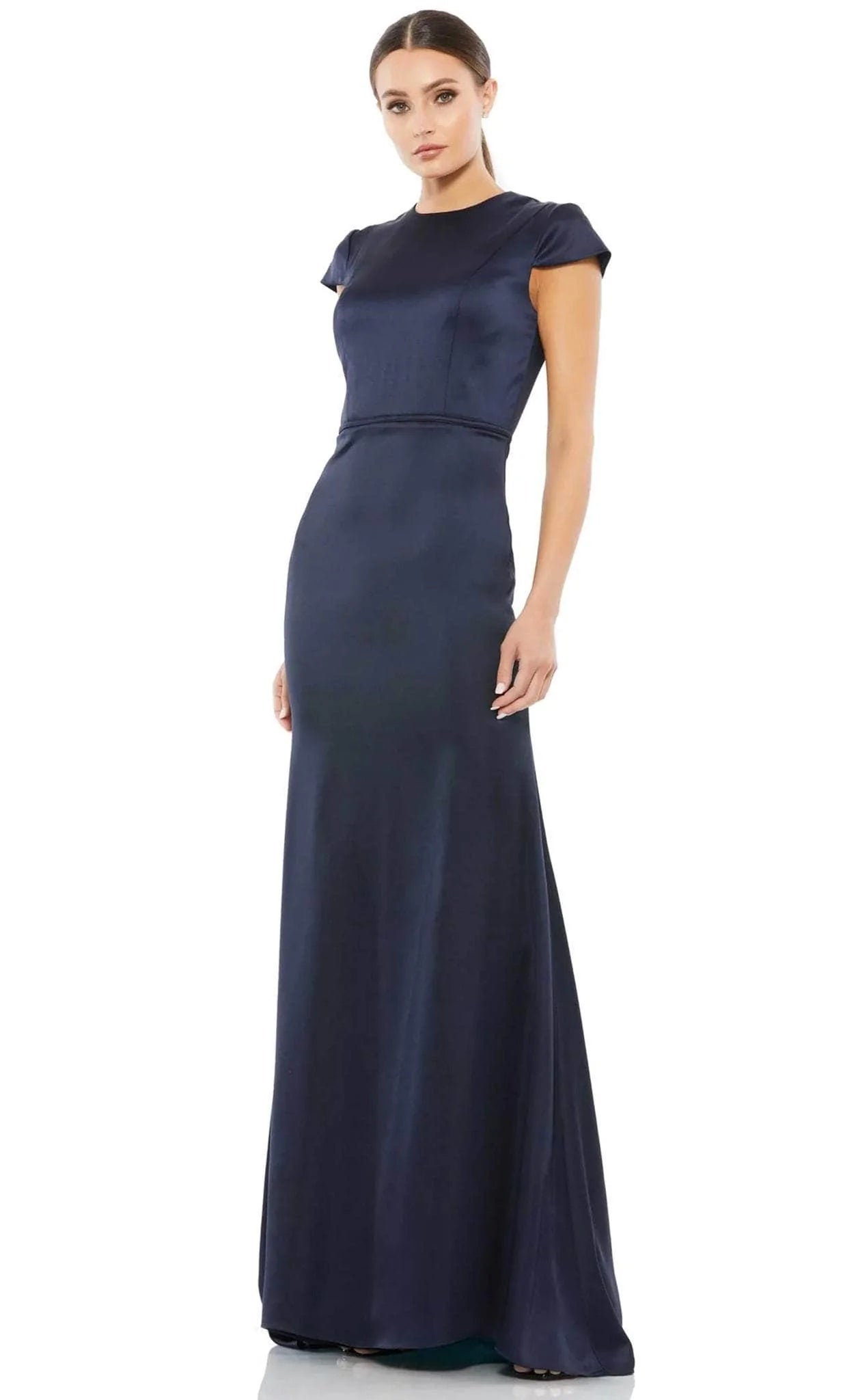 women's club dressesIeena Duggal 26648 - Cap Sleeve Satin Evening Dress