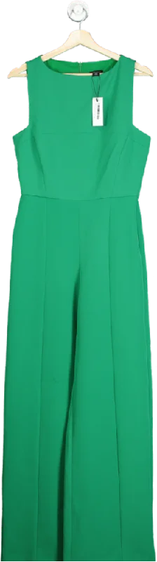 women's jumpsuits made of chiffonKaren Millen Green Stretch Crepe Colour Block Panelled Tailored Wide Leg Jumpsuit UK 10