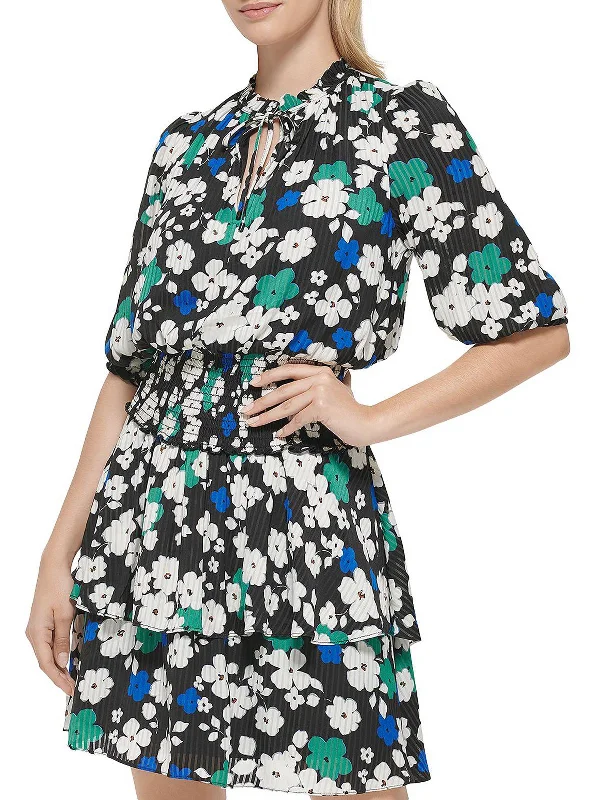 women's breathable dressesWomens Printed Mini Fit & Flare Dress