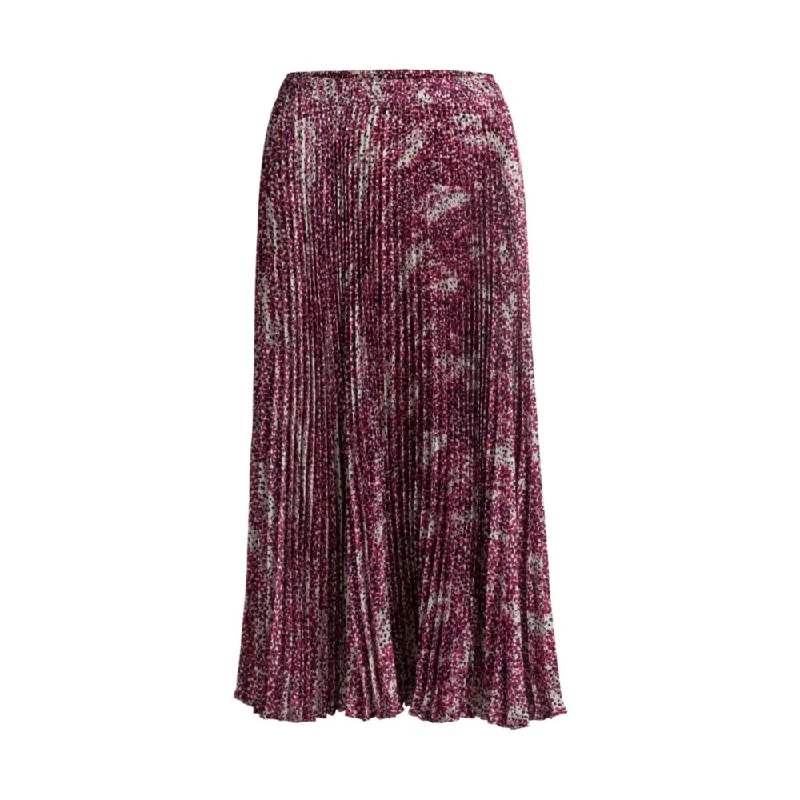 women's cocktail skirtsMidi-length skirt in printed plissé satin