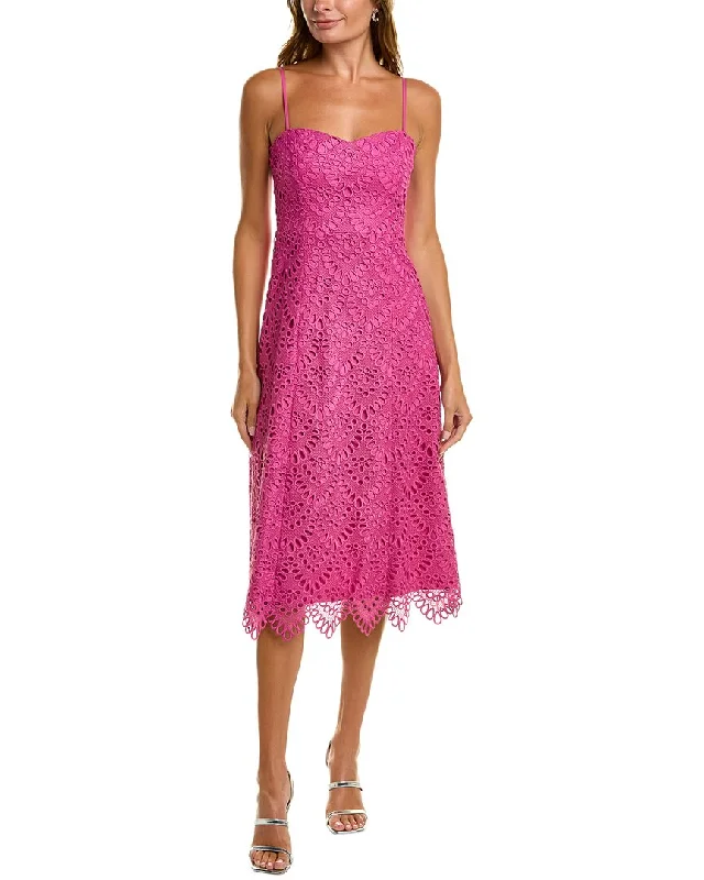 women's stretch dressesDonna Karan Tile Lace Fit & Flare Midi Dress