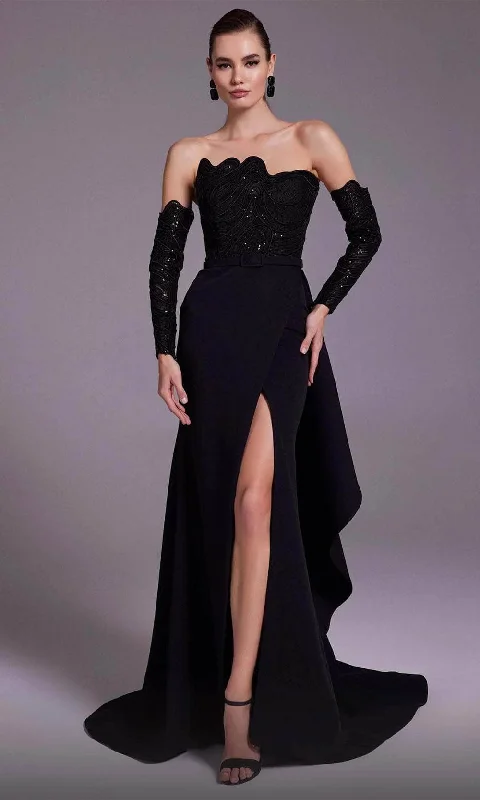 women's breathable dressesMNM Couture N0553 - Strapless Scalloped Evening Dress