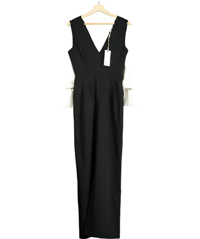 women's jumpsuits with buttonsNext Black Bow Back Detail Jumpsuit UK 6