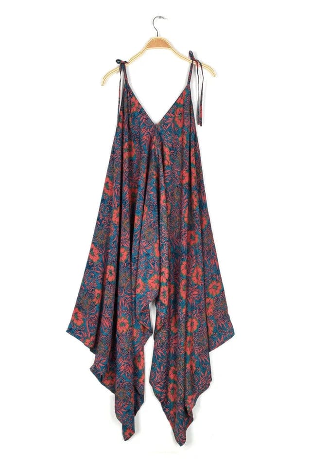 women's jumpsuits for maximalist fashionTie Shoulder Printed Jumpsuit - Tiki Beach