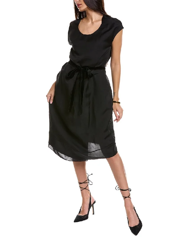 women's cinched-waist dressesTheory Silk-Blend Midi Dress