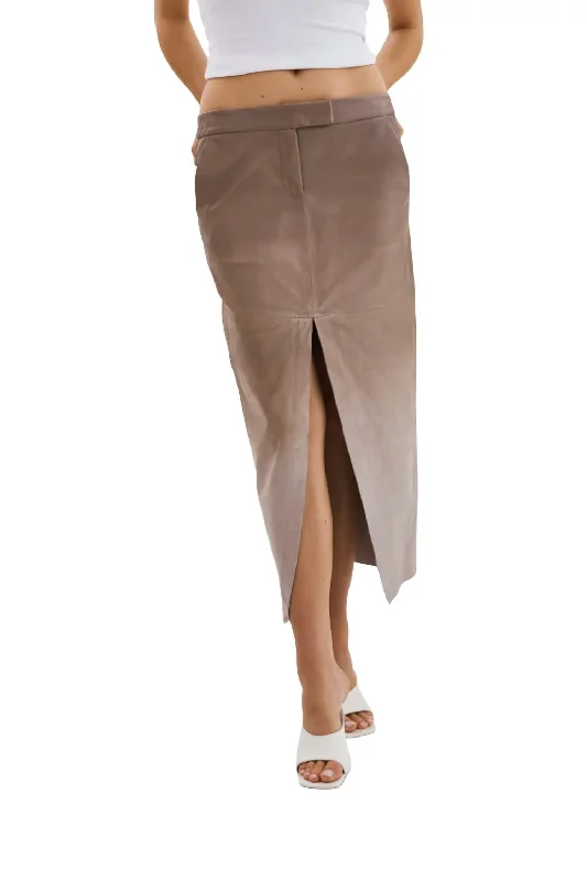 women's casual high-slit skirtsAbia Low Waist Leather Maxi Skirt In Desert Grandient