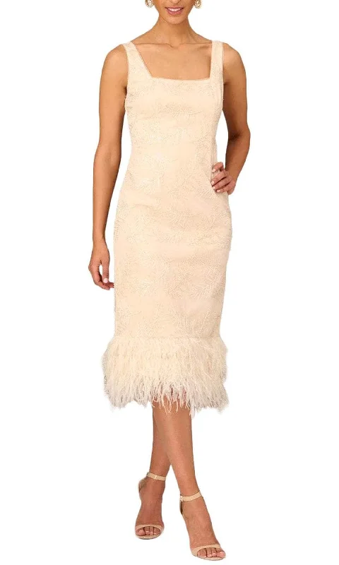 women's mother of the bride dressesAidan Mattox MD1E207643 - Square Feather Trim Evening Dress