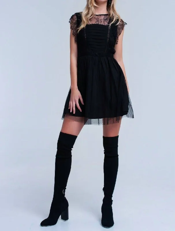 women's high-low dressesLace Mini Dress In Black