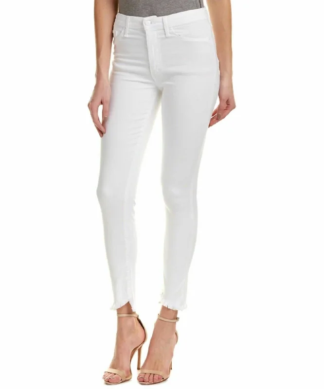 women's denim jeans with patchesFlawless Ankle Slanted Raw Hem High Rise Skinny Jeans In White