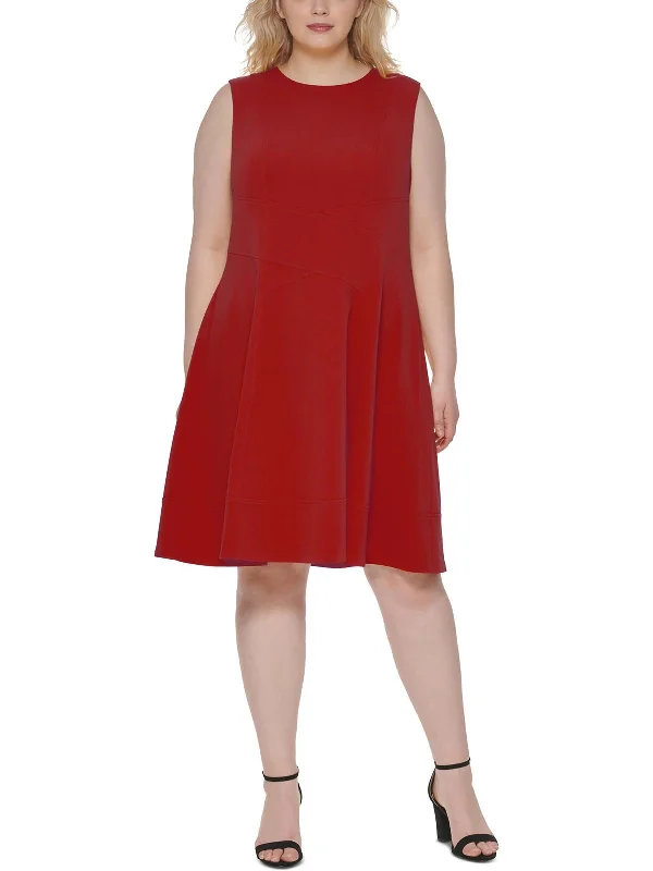 women's fair-trade dressesPlus Womens Seam Detailed Midi Fit & Flare Dress