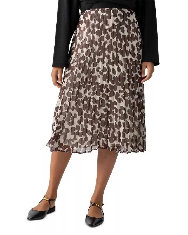 women's timeless satin skirtsPleated Midi Skirt In Chocolate Spots