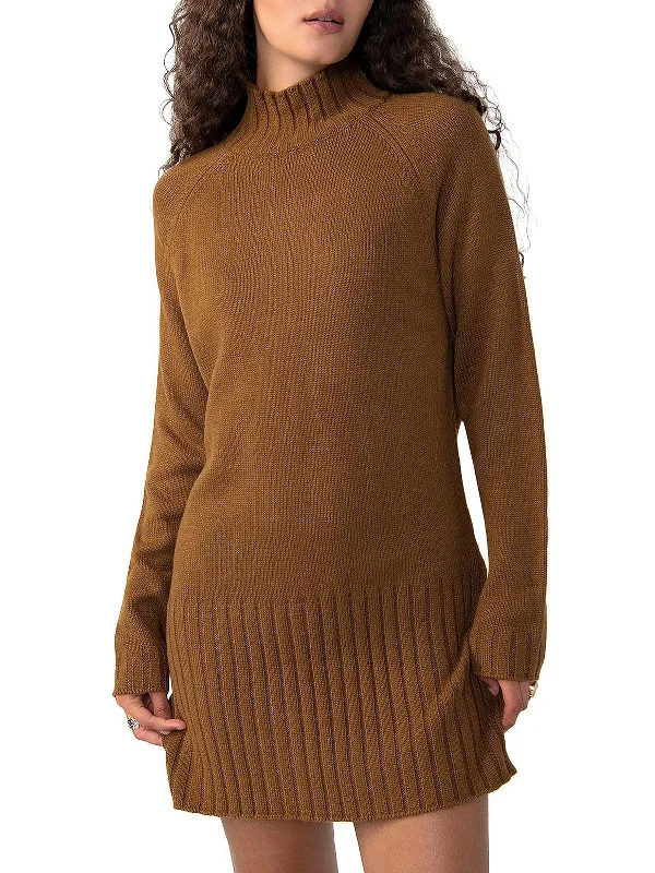 women's halter dressesWomens Mini Mock Neck Sweaterdress