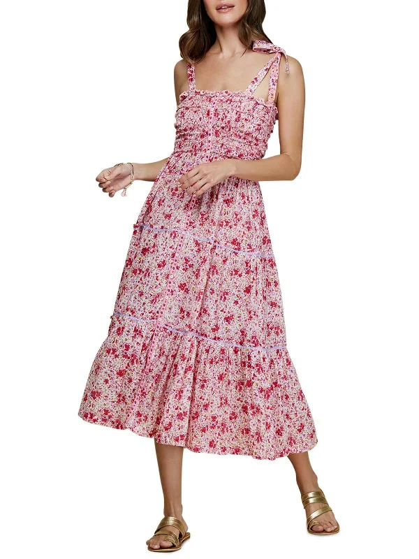 women's chiffon dressesWomens Floral Print Hi-Low Midi Dress