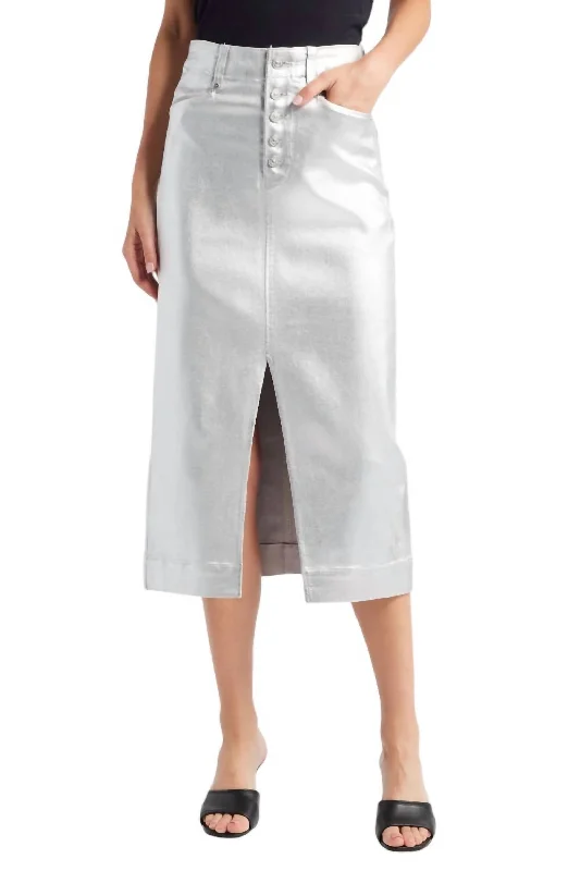 women's crochet skirtsMeadow Midi Skirt In Platinum Siver