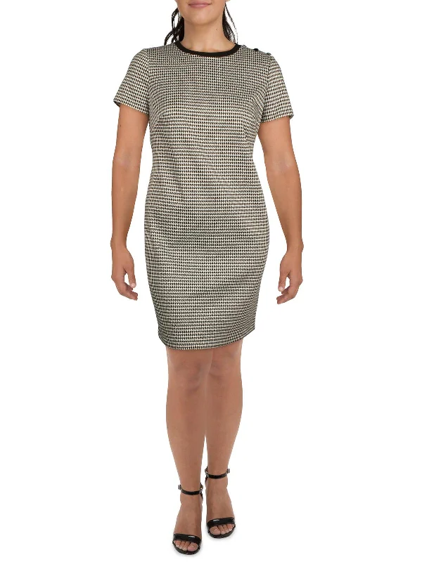 women's flowy dressesWomens Houndstooth Mini Shift Dress