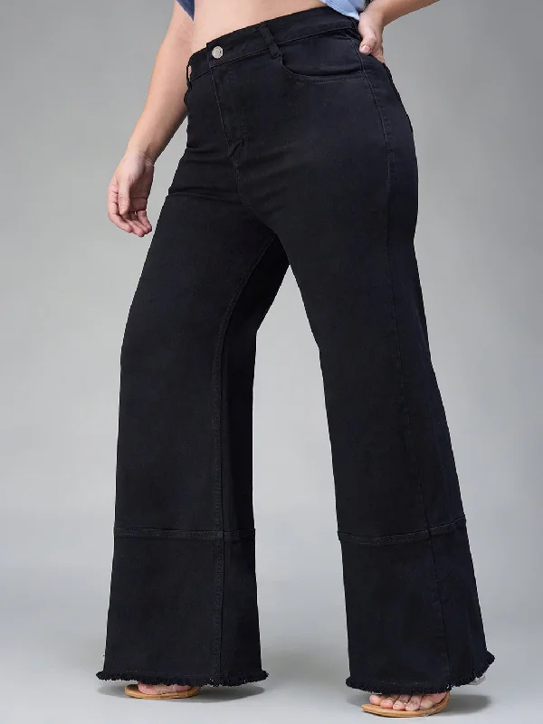 women's denim jeans for autumnCHASEstretch™ Women's Black Wide Leg High Rise Denim Jeans