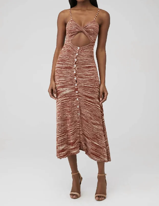 women's off-the-shoulder dressesIsabela Midi Dress In Brown