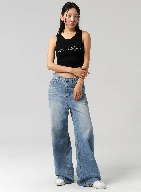 women's denim jeans with belt loopsWide Leg Jeans CU329