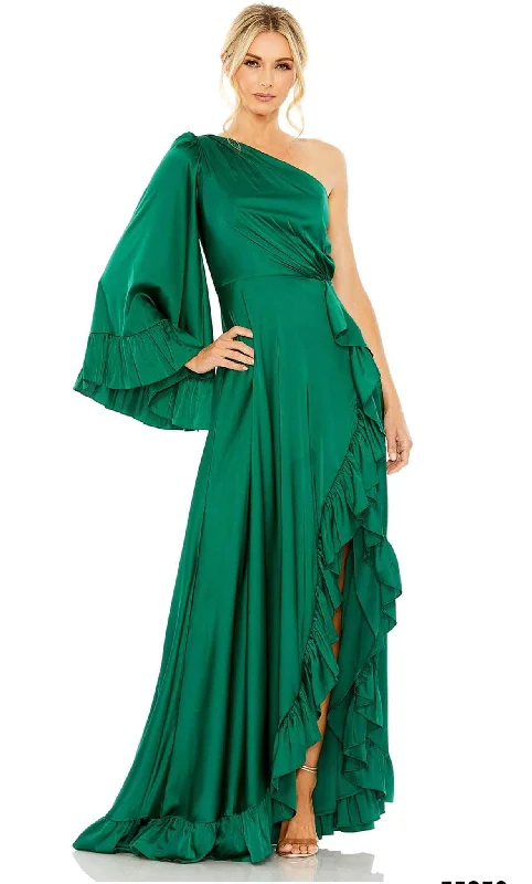 women's boho dressesIeena Duggal 55950 - Ruffled Asymmetrical Evening Gown