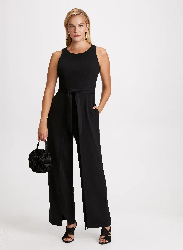 women's jumpsuits for maternity wearSplit-Leg Crepe Jumpsuit