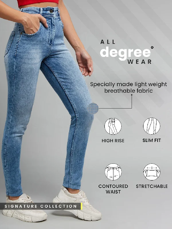 women's light denim jeansWomen's Light Blue Slim Fit High Rise Light Wash Denim Stretchable Jeans