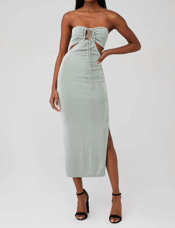 women's metallic dressesJodi Midi Dress In Sage