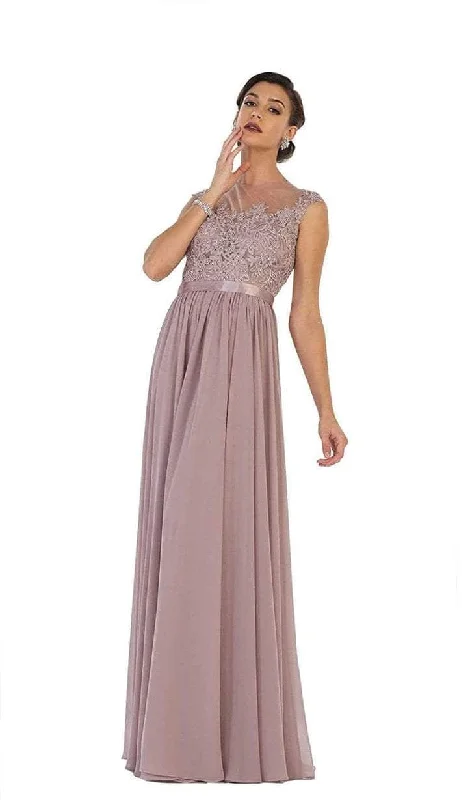 women's tall dressesMay Queen - Illusion Jewel A-Line Evening Dress