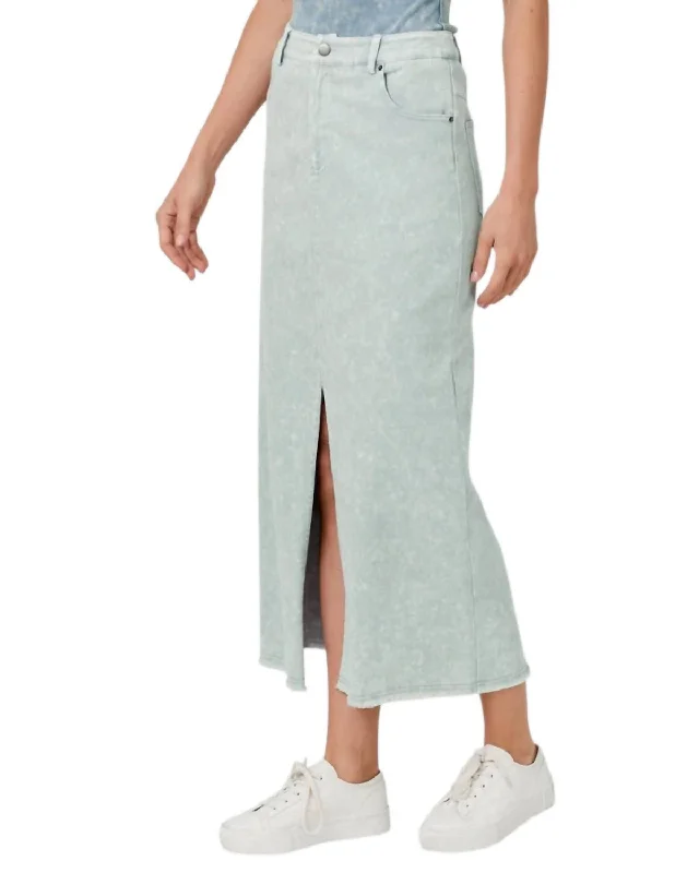 women's handmade casual skirtsFrankie Washed Front Slit Skirt In Ice Blue